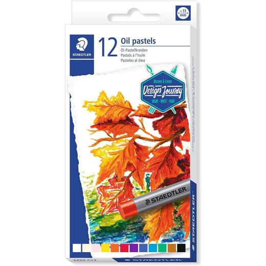 Staedtler Pasteles al Oleo 2420 Pack de 12 Ceras Blandas - Resistencia a la Rotura - Extremadamente Brillantes - Colores Surtidos