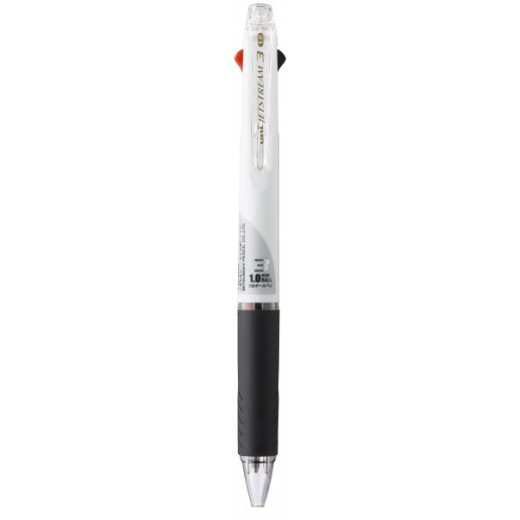 Uni-ball JetStream SXE3-400-10 Boligrafo Multiple - Punta de Bola 1mm - Tinta Resistente al Agua y Luz - Secado Instantaneo - Ideal para Zurdos - Color Blanco