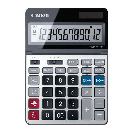 Canon TS-1200TSC Calculadora de Sobremesa con Pantalla LCD Ajustable de 12 Digitos - Realiza Calculos de Costos