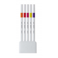 Uni-ball PEM-SY Set Nº2 Emott Passion Colors Pack de 5 Rotuladores de Linea Fina - Punta 0.4mm - Tinta a Base de Agua - Diseño Innovador - Ancho de Linea Constante - Colores Surtidos