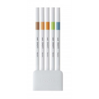 Uni-ball PEM-SY Set Nº6 Emott Natural Colors Pack de 5 Rotuladores de Linea Fina - Punta 0.4mm - Tinta a Base de Agua - Diseño Innovador - Ancho de Linea Constante - Colores Surtidos