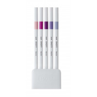 Uni-ball PEM-SY Set Nº7 Emott Floral Colors Pack de 5 Rotuladores de Linea Fina - Punta 0.4mm - Tinta a Base de Agua - Diseño Innovador - Ancho de Linea Constante - Colores Surtidos