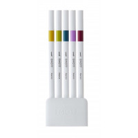 Uni-ball PEM-SY Set Nº8 Emott Retro Colors Pack de 5 Rotuladores de Linea Fina - Punta 0.4mm - Tinta a Base de Agua - Diseño Innovador - Ancho de Linea Constante - Colores Surtidos