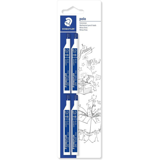 Staedtler Mars Micro Carbon 257 Pack de 4 Tubos de Minas con 12 Minas HB de 0.5mm - Resistencia a la Rotura - 90% Procedente de Materiales Naturales