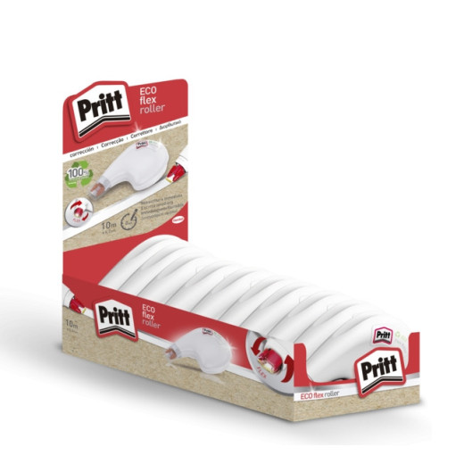 Pritt Eco Flex Roller Cinta Correctora 4.2mm x 10m - Cinta Reciclable - Correcciones Precisas - Aplicacion Ergonomica - Punta Flexible