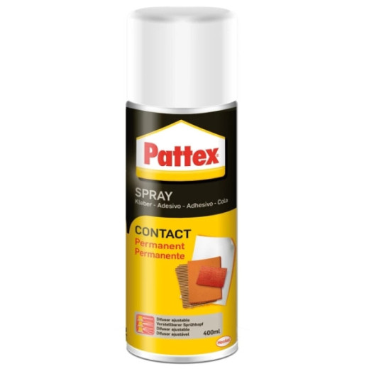Pattex Contact Spray Cola de Contacto en Spray 400 ml - Pega con Maxima Resistencia - Para una Amplia Variedad de Materiales - Ideal para Madera