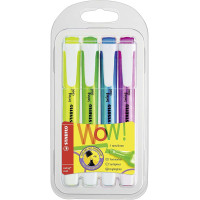 Stabilo Swing Cool Pack de 4 Marcadores Fluorescentes - Cuerpo Plano - Punta Biselada - Trazo entre 1 y 4mm - Tinta con Base de Agua - Antisecado - Colores Surtidos