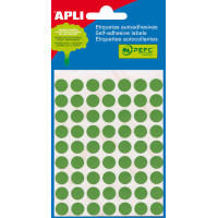 Apli Minibolsa de 315 Etiquetas Redondas Ø 10mm - 5 Hojas por 63 Etiquetas - Adhesivo Permanente - Color Verde