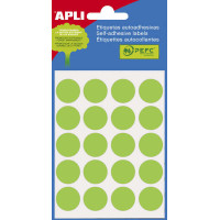 Apli Minibolsa de 100 Etiquetas Redondas Ø 19mm - 5 Hojas por 20 Etiquetas - Adhesivo Permanente - Aptas para Escritura con Lapiz