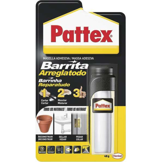 Pattex Barrita Arreglatodo Bl 48gr - Moldeable para Reparar y Sellar Agujeros y Fisuras - Ideal para Instalaciones. Depositos. Conductos. Radiadores y Tuberias