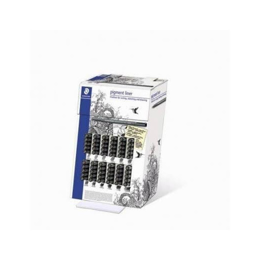Staedtler Pigment Liner 308 Expositor de 60 Rotuladores Calibrados - Diversas Anchuras de Trazo - Secado Rapido - Color Negro