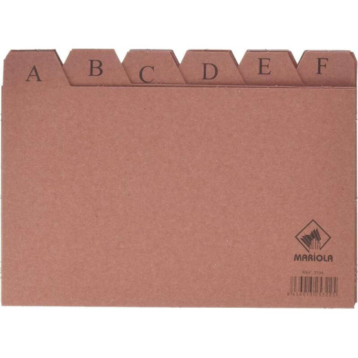 Mariola Indice A-Z Nº4 para Fichero - Medidas 200x120mm - Color Marron