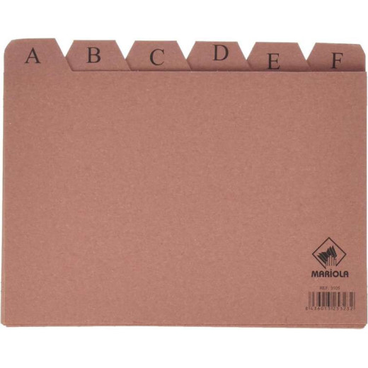 Mariola Indice A-Z Nº5 para Fichero - Medidas 215x160mm - Color Marron