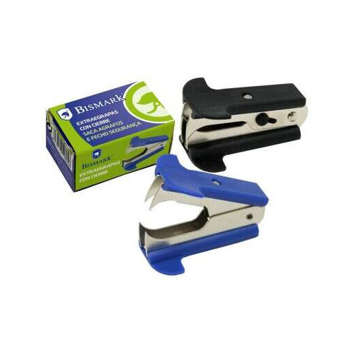 Bismark Quitagrapas Tipo Pinza - Cuerpo Metalico con Empuñadura de Plastico - Cierre de Seguridad