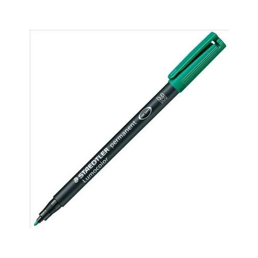 Staedtler Lumocolor 317 Rotulador Permanente - Punta Media Redonda - Trazo 1mm Aprox - Capuchon con Clip - Secado Rapido - Color Verde