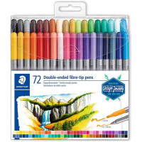 Staedtler 3200 Pack de 72 Rotuladores de Doble Punta - Resistente a la Presion - Colores Surtidos