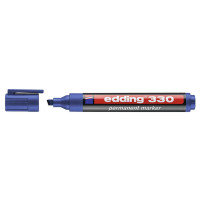 Edding 330 Rotulador Permanente - Punta Biselada - Trazo entre 1 y 5 mm. - Tinta casi Inodora - Capuchon con Clip - Secado Rapido - Color Azul