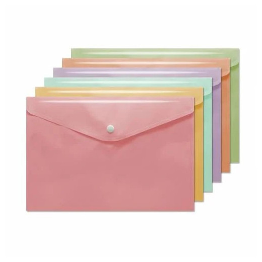Bismark Sobre Portadocumentos A6 - Cierre de Broche - Fabricado en Polipropileno - Colores Pastel Surtidos