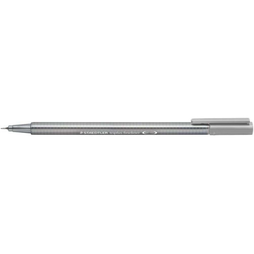 Staedtler Triplus Fineliner 334 Rotulador de Punta Fina - Trazo de 0.3mm - Tinta Base de Agua - Color Gris Plata