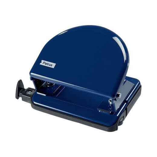 Petrus 52 Taladro Perforador Clasico Metalico - Hasta 20 Hojas - Marcas de Formato - Facil Vaciado - Punzones 5.5mm - Color Azul