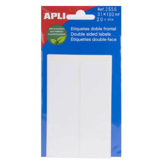 Apli Etiquetas Doble Frontal Blancas 31.0 x 100.0mm
