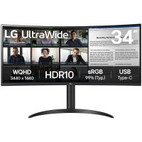 LG Ultrawide Monitor 34" Curvo LED VA WQHD 100Hz - Respuesta 5ms - Angulo de Vision 178º - Ajustable en Altura e Inclinacion - 21:9 - USB-A