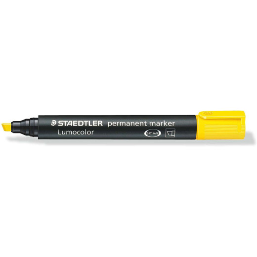 Staedtler Lumocolor 350 Rotulador Permanente - Punta Biselada 2-5mm aprox. - Tinta Base de Alcohol - Secado Rapido - Color Amarillo