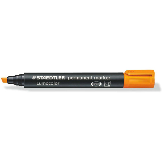 Staedtler Lumocolor 350 Rotulador Permanente - Punta Biselada 2-5mm aprox. - Tinta Base de Alcohol - Secado Rapido - Color Naranja