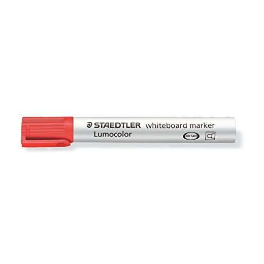 Staedtler Lumocolor 351 Rotulador para Pizarra - Punta Redonda - Trazo 2mm - Capuchon con Clip - Color Rojo