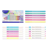 Bismark Pastel Pack Escolar de Escritura con 6 Marcadores Doble Punta Biselada 4mm y Fina 1mm