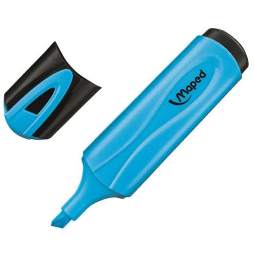 Maped Peps Classic Marcador Fluorescente - Punta Biselada - Trazo de 1 a 5mm - Ideal para Subrayar y Resaltar - Color Azul
