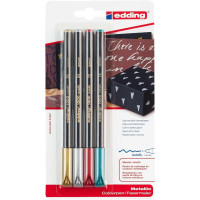 Edding 1200 Metallic Pack de 4 Rotuladores - Punta Redonda - Trazo 1mm - Tinta con Base de Agua - Colores Oro