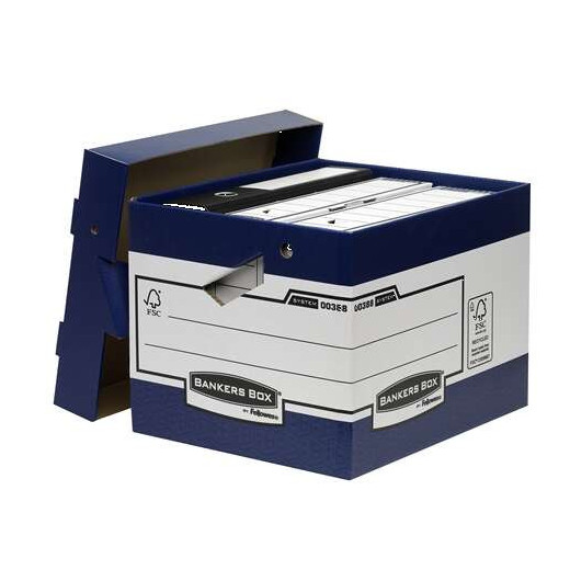 Fellowes Bankers Box Contenedor de Archivos con Asas Ergonomicas Ergo Box - Montaje Automatico Fastfold - Carton Reciclado Certificacion FSC