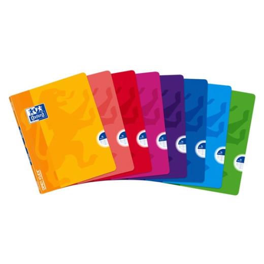 Oxford School Openflex A5+ Libreta Grapada - Tapa de Plastico Resistente - Pauta 2.5 con Margen - 48 Hojas - Colores Surtidos