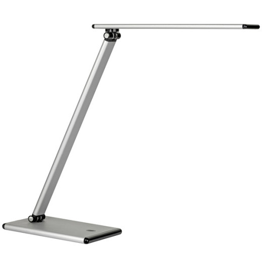 Unilux Lampara de Escritorio LED Terra - Iluminacion LED de Bajo Consumo - Diseño Moderno y Elegante - Brazo Flexible para Ajustar la Luz - Color Gris Metalizado