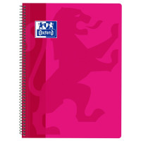 Oxford School Classic Cuaderno Espiral Tapa de Plastico Folio 4x4 - 80 Hojas - Margen - Ideal para Estudiantes - Color Fucsia