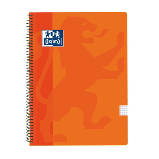 Oxford School Classic Cuaderno Espiral Tapa de Plastico Folio 4x4 - 80 Hojas - con Margen - Ideal para Estudiantes - Color Naranja