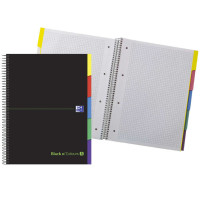Oxford Black N'Colours Europeanbook A4+ - Tapa Extradura Resistente - 100 Hojas con Diseño 5x5 - Pestañas Troqueladas - Ideal para Organizar y Destacar