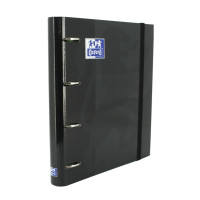 Oxford Europeanbinder Classic A4+ Carpeta de Anillas con Recambio Cuadricula 5x5 - Tapa Extradura - Cierre con Goma Elastica - Color Negro