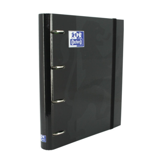 Oxford Europeanbinder Classic A4+ Carpeta de Anillas con Recambio Cuadricula 5x5 - Tapa Extradura - Cierre con Goma Elastica - Color Negro