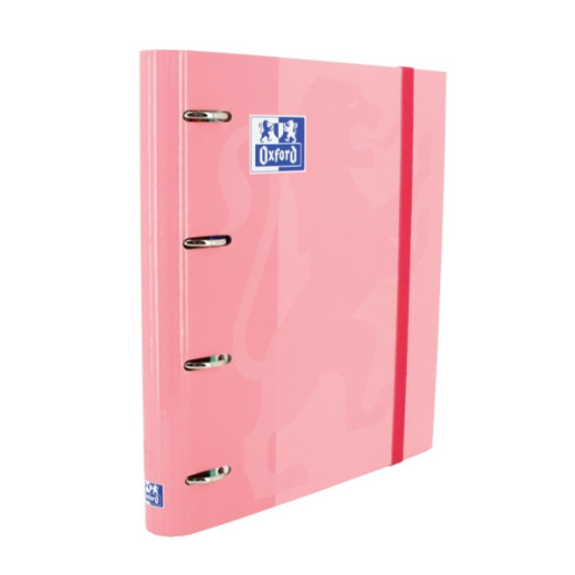 Oxford Europeanbinder Classic A4+ Carpeta de Anillas con Recambio Cuadricula 5x5 - Tapa Extradura - Cierre con Goma Elastica - Color Rosa Chicle
