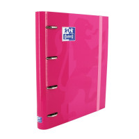 Oxford Europeanbinder Classic A4+ Carpeta de Anillas con Recambio Cuadricula 5x5 - Tapa Extradura - Cierre con Goma Elastica - Color Fucsia