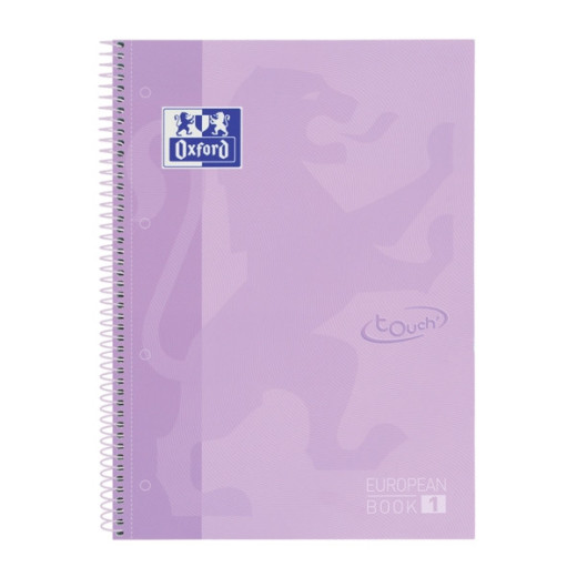 Oxford School Touch Europeanbook 1 Cuaderno A4+ 80 Hojas Microperforadas Cuadricula 5x5mm - Tapa Extradura - Color Malva Pastel