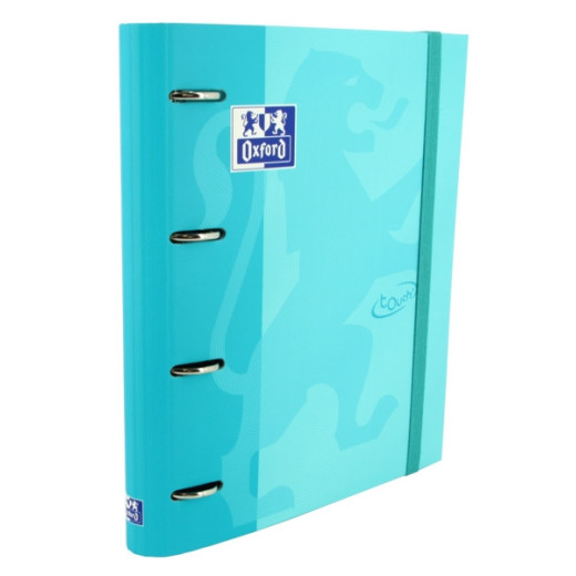Oxford Europeanbinder Touch A4+ Carpeta de Anillas con Recambio Cuadricula 5x5 - Tapa Extradura - Cierre con Goma Elastica - Color Azul Pastel