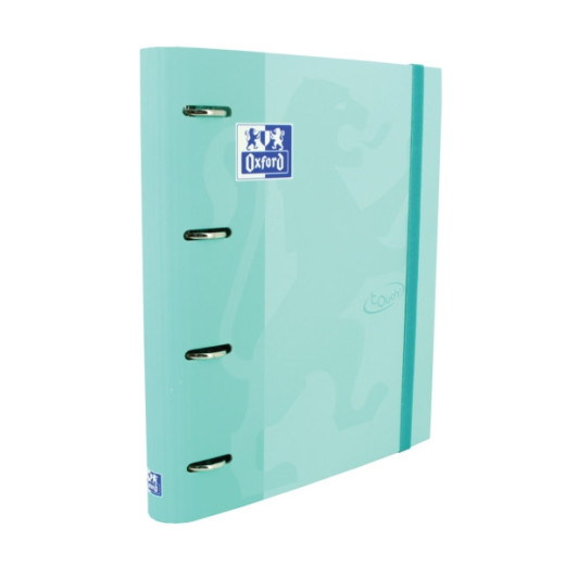 Oxford Europeanbinder Touch A4+ Carpeta de Anillas con Recambio Cuadricula 5x5 - Tapa Extradura - Cierre con Goma Elastica - Color Ice Mint Pastel