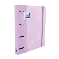 Oxford Europeanbinder Touch A4+ Carpeta de Anillas con Recambio Cuadricula 5x5 - Tapa Extradura - Cierre con Goma Elastica - Color Malva Pastel