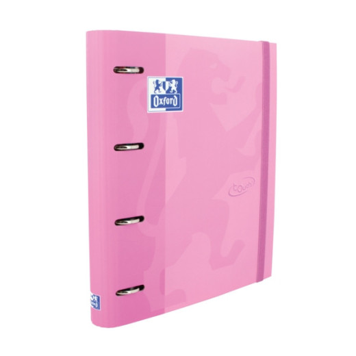 Oxford Touch A4+ Europeanbinder - Tapa Extradura Resistente - Lomo de 45mm - Anillas 4Dx35mm - Recambio 5x5 Incluido - Color Fucsia Pastel