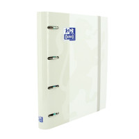 Oxford Europeanbinder Classic A4+ Carpeta de Anillas con Recambio Cuadricula 5x5 - Tapa Extradura - Cierre con Goma Elastica - Color Blanco