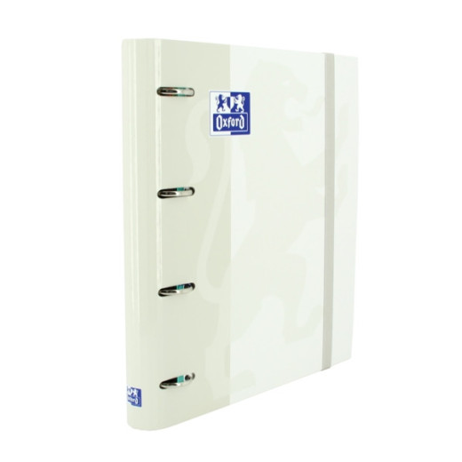 Oxford Europeanbinder Classic A4+ Carpeta de Anillas con Recambio Cuadricula 5x5 - Tapa Extradura - Cierre con Goma Elastica - Color Blanco