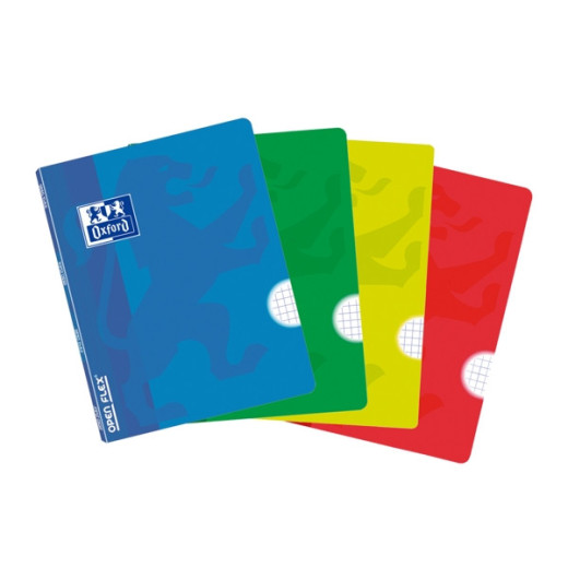 Oxford School Openflex A5 Libreta Grapada - Tapa de Plastico Resistente - 48 Hojas con Cuadricula 5x5 - 2 Margenes para Anotaciones - Colores Surtidos